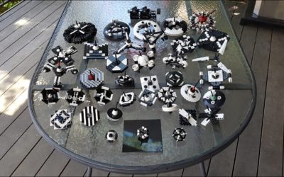 Technical LEGO: Black and white spinning tops